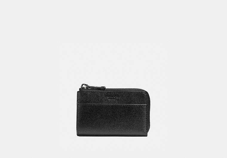 COACH®,ZIP KEY CASE,Leather,Mini,Black,Front View