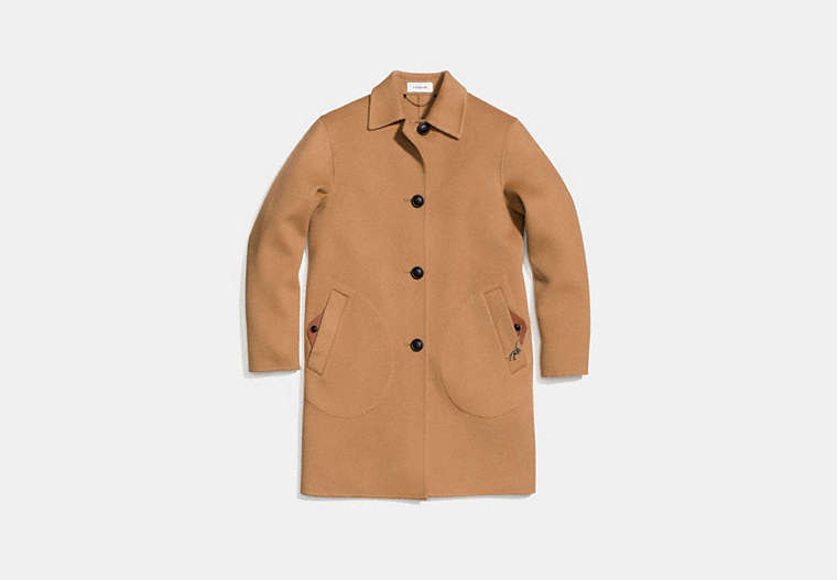 COACH®,WOOL COAT,wool,Camel,Front View