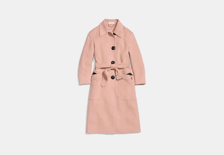 COACH®,WOOL TRENCH,Cashmere Blend,Blush.,Front View