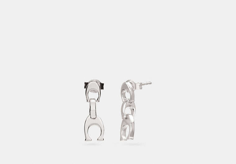 COACH®,SIGNATURE CHAIN DROP EARRINGS,Sterling Silver,Silver,Front View