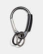 COACH®,CARABINER KEY RING,Leather,Silver/Gunmetal,Front View