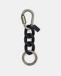 COACH®,CHAIN LINK KEY RING,Leather,Silver/Black,Front View