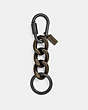 COACH®,CHAIN LINK KEY RING,Leather,Gunmetal/Fatigue,Front View