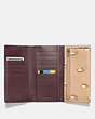 COACH®,SLIM TRIFOLD WALLET WITH PENGUIN PRINT,Leather,Brass/Beechwood,Inside View,Top View