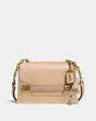 COACH®,COACH SWAGGER CHAIN CROSSBODY IN COLORBLOCK,Leather,Small,Brass/Beechwood,Front View
