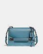 COACH®,COACH SWAGGER CHAIN CROSSBODY IN COLORBLOCK,Leather,Small,Black Copper/Chambray,Front View
