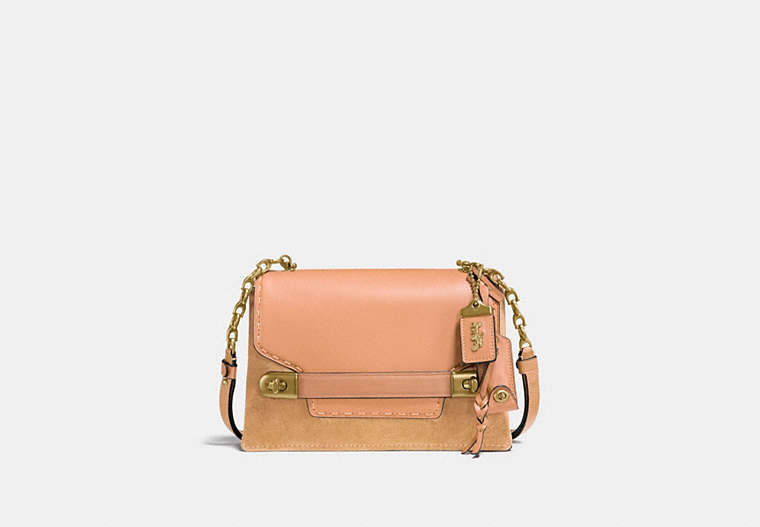 COACH®,COACH SWAGGER CHAIN CROSSBODY IN COLORBLOCK,Leather,Small,OL/Apricot Sand,Front View
