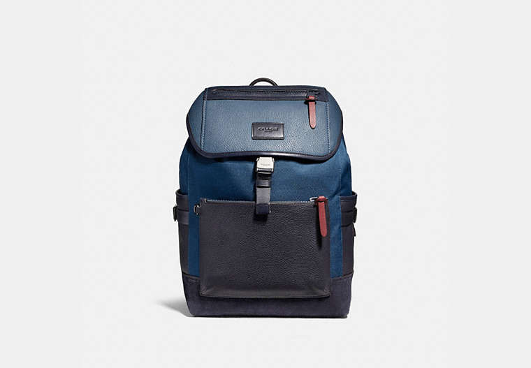 COACH®,MANHATTAN BACKPACK,Leather,Large,QB/Denim/Midnight Navy,Front View