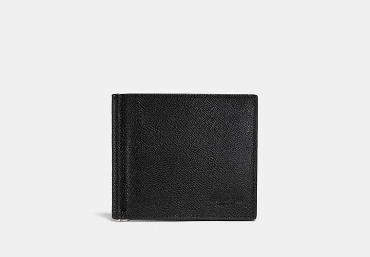 COACH®,MONEY CLIP BILLFOLD,Leather,Black,Front View