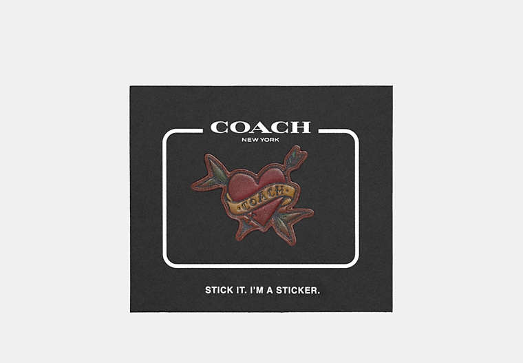 COACH®,STICKER WITH TATTOO HEART,Leather,Multi,Front View