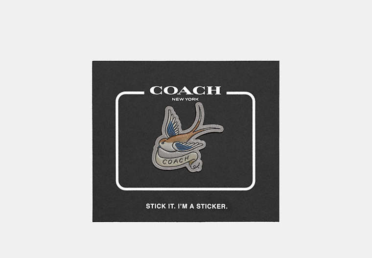 COACH®,STICKER WITH TATTOO DOVE,Leather,Multi,Front View