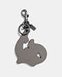 COACH®,KEYFOB WITH TATTOO SHARK,Leather,Multi,Back View