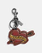 COACH®,KEYFOB WITH TATTOO HEART,Leather,Multi,Front View