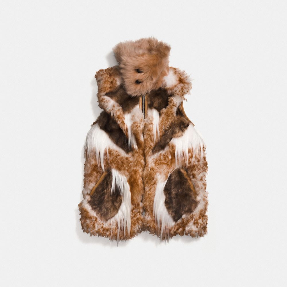 Patchwork Shearling Vest