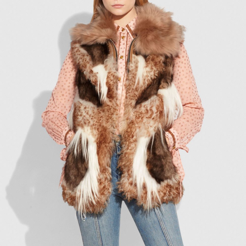 Patchwork Shearling Vest