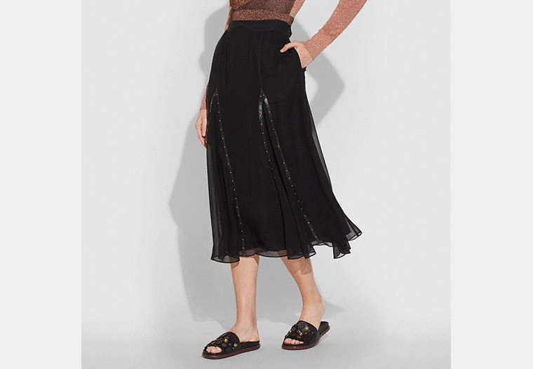 COACH®,PRAIRIE RIVETS LONG SKIRT,Other,Black,Front View