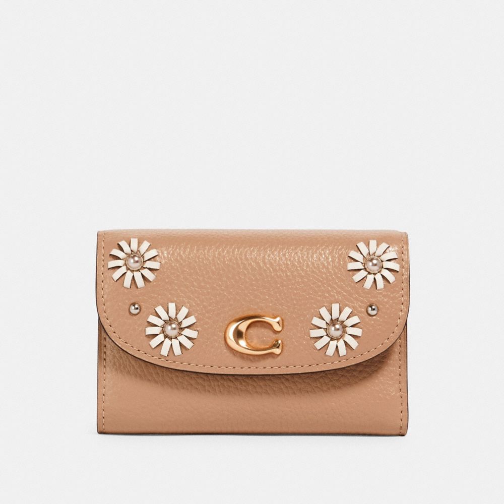 Remi Medium Envelope Wallet With Whipstitch Daisy Applique