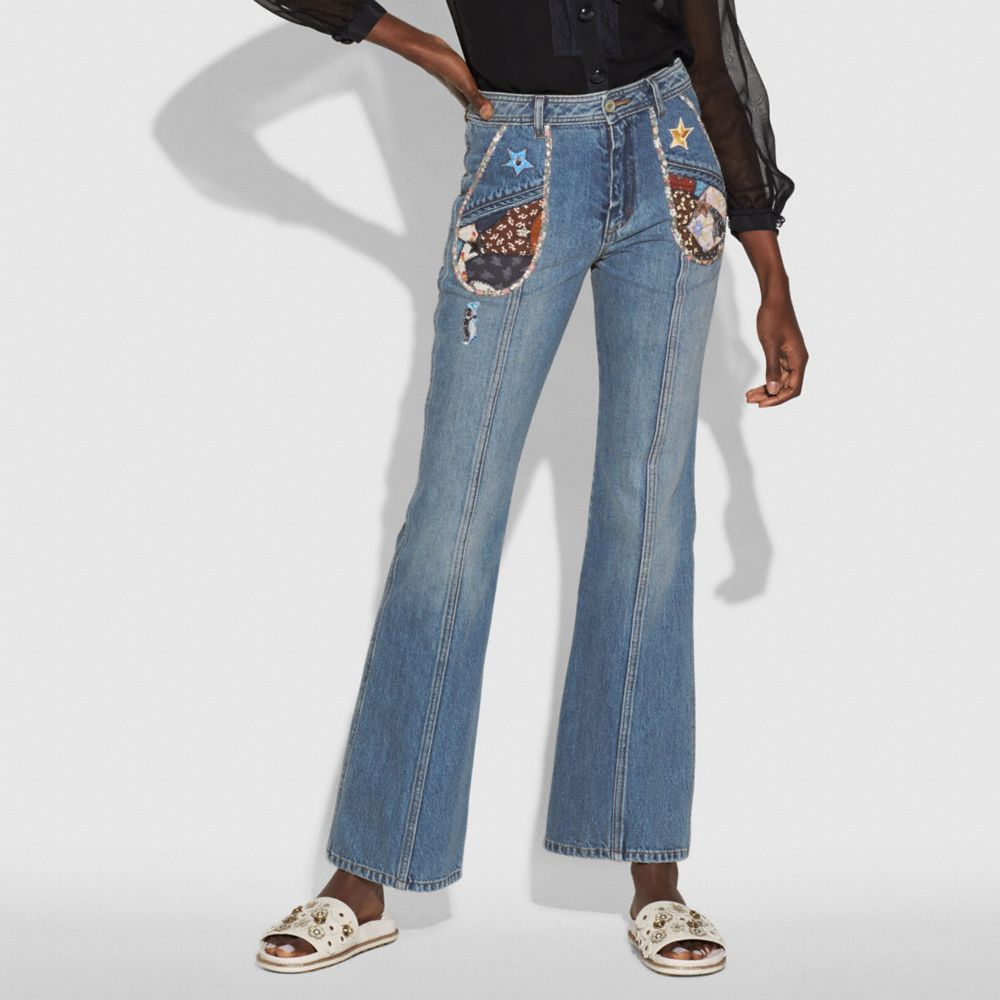 Pantalon en denim Patchwork