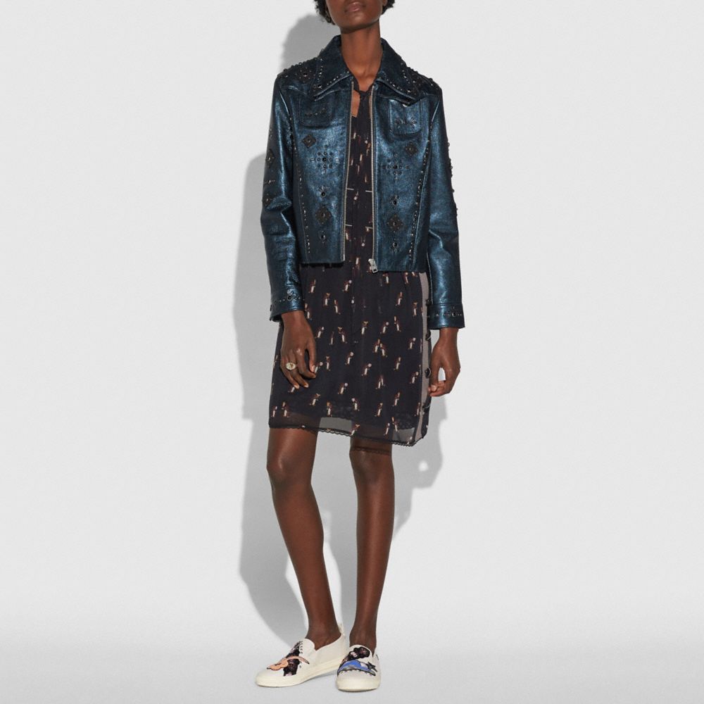 Prairie Rivets Metallic Leather Jacket