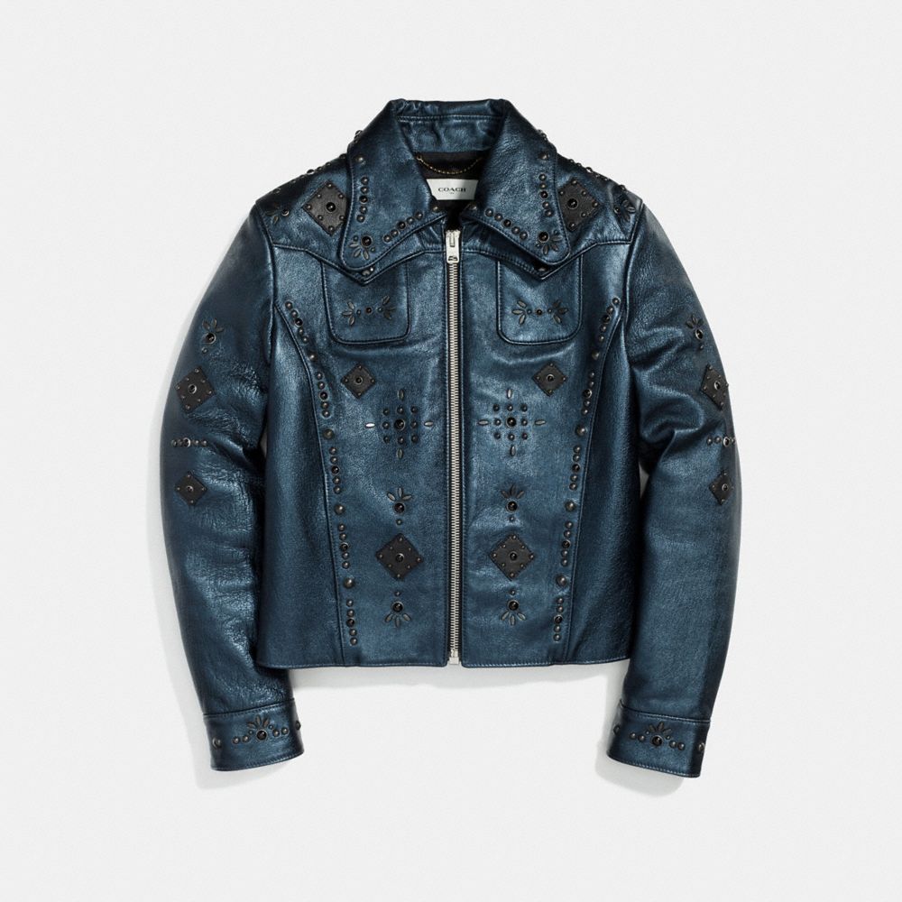 Prairie Rivets Metallic Leather Jacket