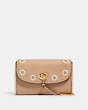 COACH®,REMI CHAIN CROSSBODY WITH WHIPSTITCH DAISY APPLIQUE,Gold/Taupe,Front View