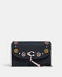 COACH®,REMI CHAIN CROSSBODY WITH WHIPSTITCH DAISY APPLIQUE,Silver/Midnight,Front View
