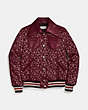COACH®,SIGNATURE CHAIN JACQUARD JACKET,Mixed Material,Burgundy,Front View