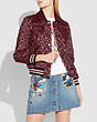 COACH®,SIGNATURE CHAIN JACQUARD JACKET,Mixed Material,Burgundy,Scale View