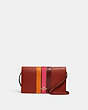 COACH®,ANNA FOLDOVER CROSSBODY CLUTCH WITH VARSITY STRIPE,Leather,Gold/Terracotta/Elctrc Pnk Multi,Front View