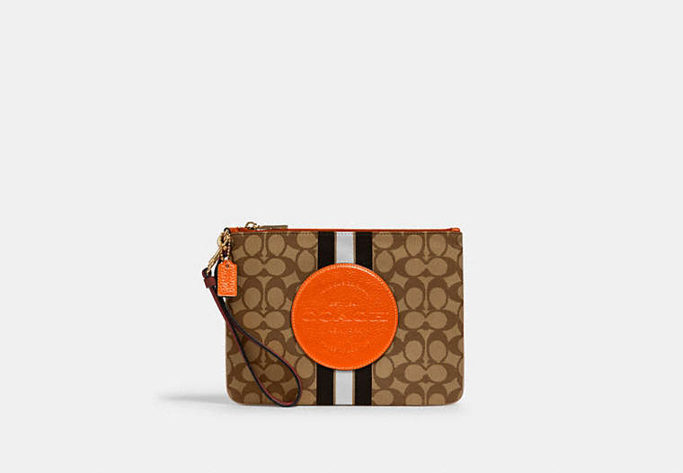 Dempsey Gallery Pouch In Signature Jacquard With Stripe And Coach Patch