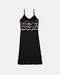 COACH®,ZIGZAG EMBELLISHED SLIP DRESS,Mixed Material,Black,Scale View
