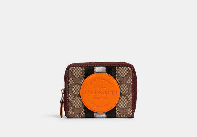 Dempsey Small Zip Around Wallet In Signature Jacquard With Stripe And Coach Patch