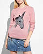 COACH®,UNI INTARSIA SWEATER,Cashmere Blend,PINK,Front View
