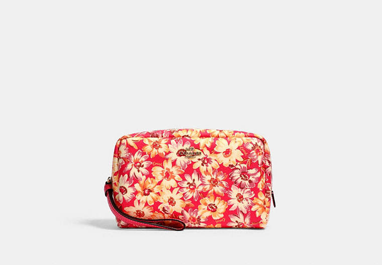Boxy Cosmetic Case With Vintage Daisy Script Print