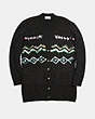 COACH®,ZIGZAG EMBELLISHED CARDIGAN,Mixed Material,Charcoal,Scale View