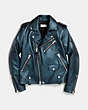 COACH®,DARK STAR JACKET,Leather,BLUE,Front View