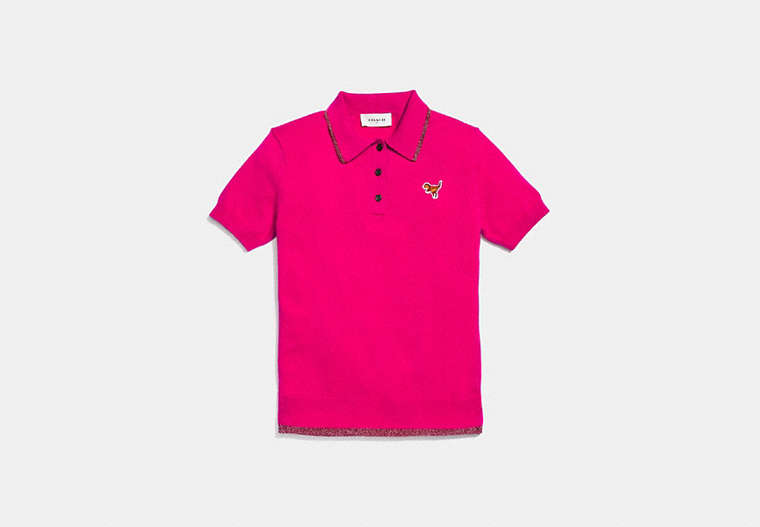 COACH®,ESSENTIALS POLO,cashmere,Fuschia,Front View image number 0