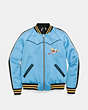 COACH®,REVERSIBLE CALIFORNIA VARSITY PUFFER,Polyester,Blue/Black Multi,Scale View