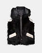 COACH®,REVERSIBLE SHEARLING VEST,Shearling,BLACK/CREAM,Front View