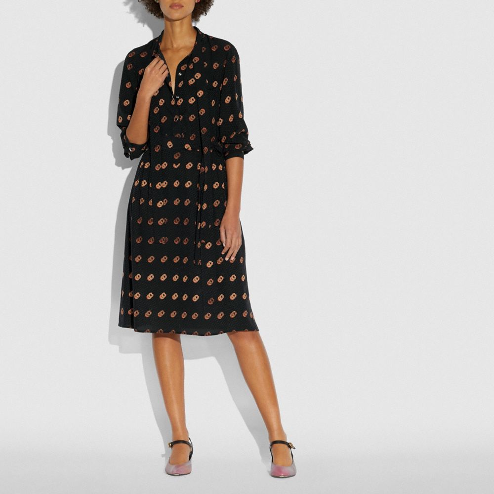Print Tie Neck Dress