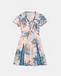 COACH®,DREAMY FLORAL PRINT PLEATED DRESS,Mixed Material,BLUE,Front View