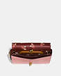 COACH®,DINKY IN SIGNATURE LEATHER WITH FLORAL BOW PRINT INTERIOR,Leather,Mini,Peony/Brass,Inside View,Top View