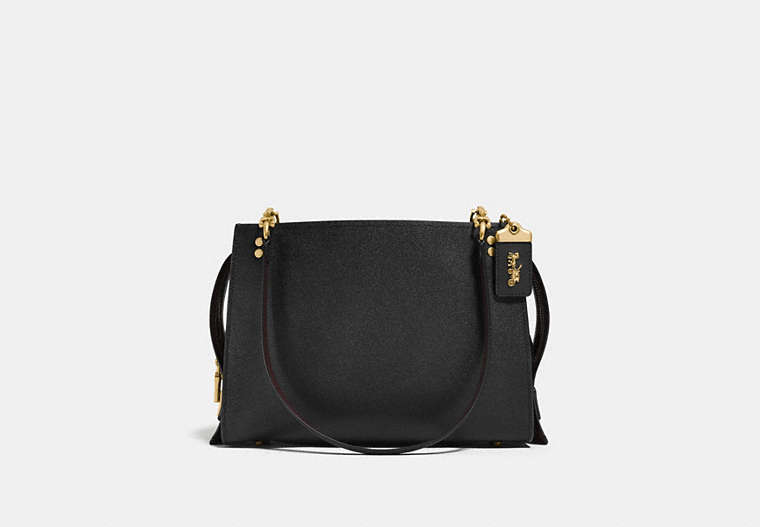 COACH®,ROGUE SHOULDER BAG,Leather,Medium,Brass/Black,Front View