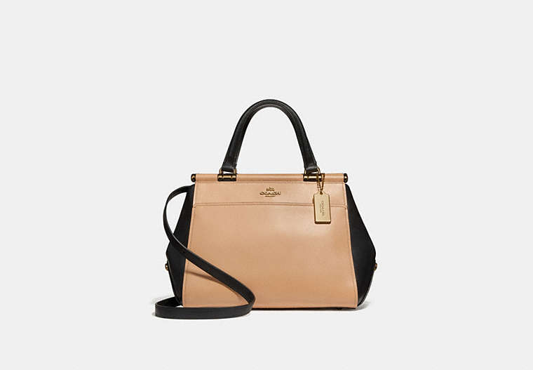 COACH®,GRACE BAG IN COLORBLOCK,Leather,Large,Light Gold/BEECHWOOD MULTI,Front View