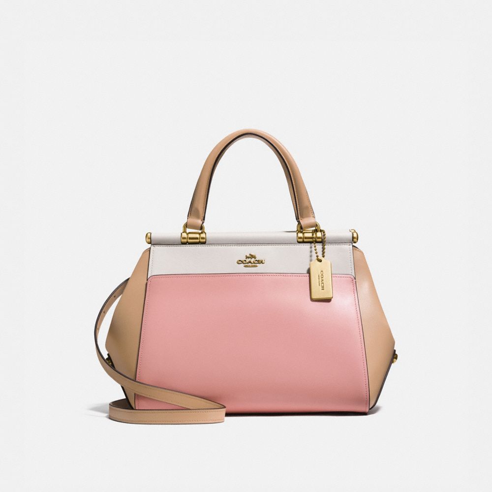 COACH®,GRACE BAG IN COLORBLOCK,Leather,Large,Peony/Multi/Brass,Front View