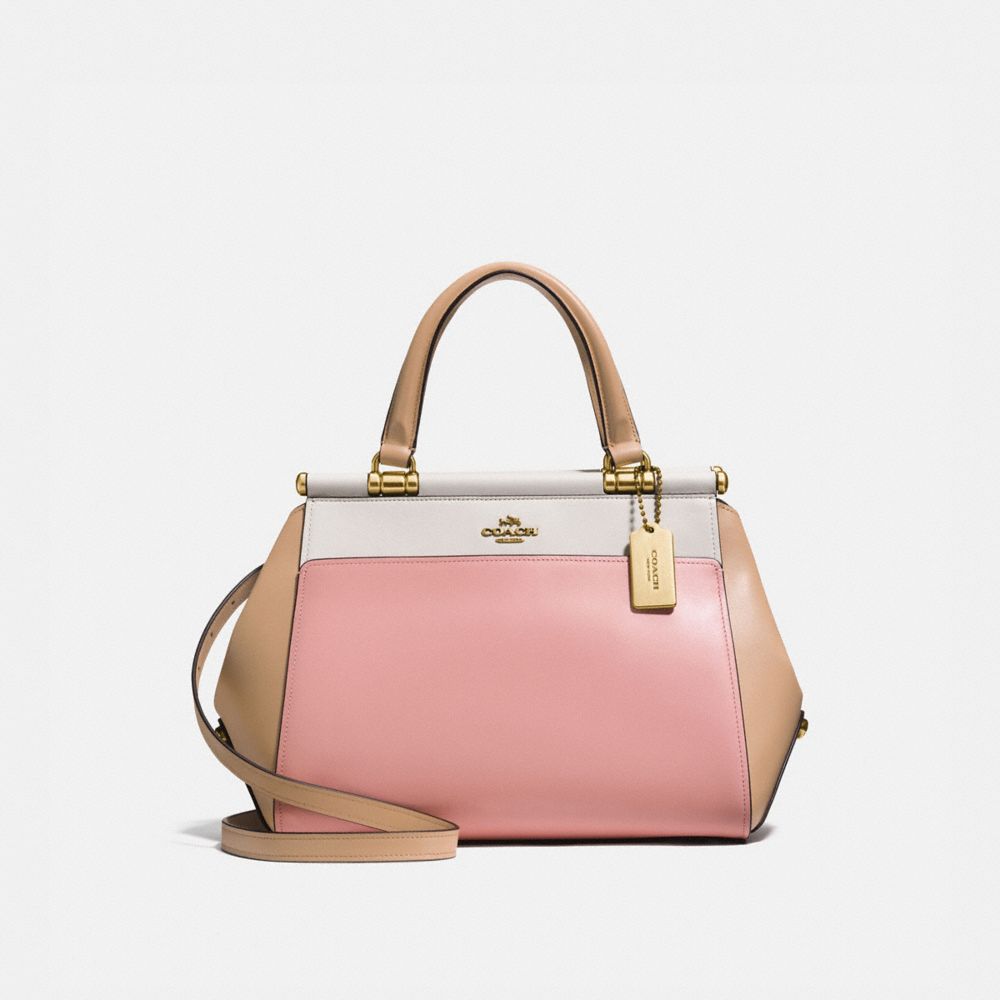 COACH®,SAC GRACE EN COLORBLOCK,Cuir,Pivoine/Multi/Laiton,Front View