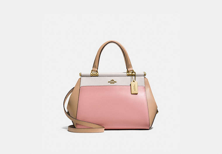 COACH®,GRACE BAG IN COLORBLOCK,Leather,Large,Peony/Multi/Brass,Front View