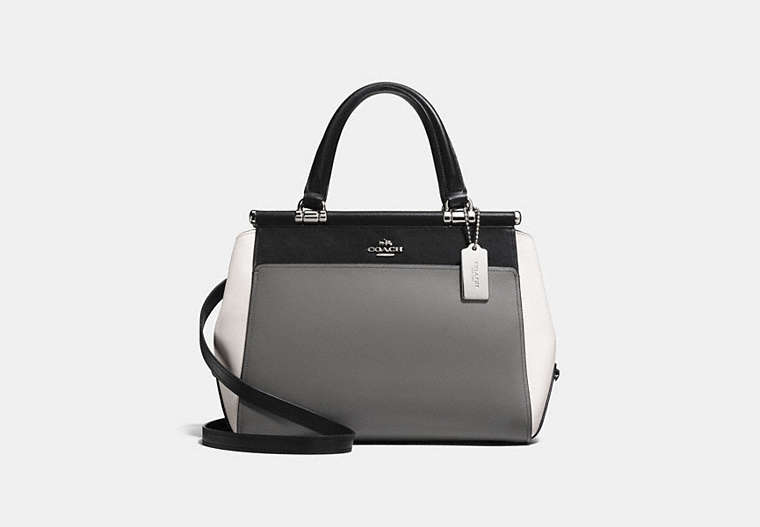 COACH®,GRACE BAG IN COLORBLOCK,Leather,Large,Silver/Heather Grey Multi,Front View