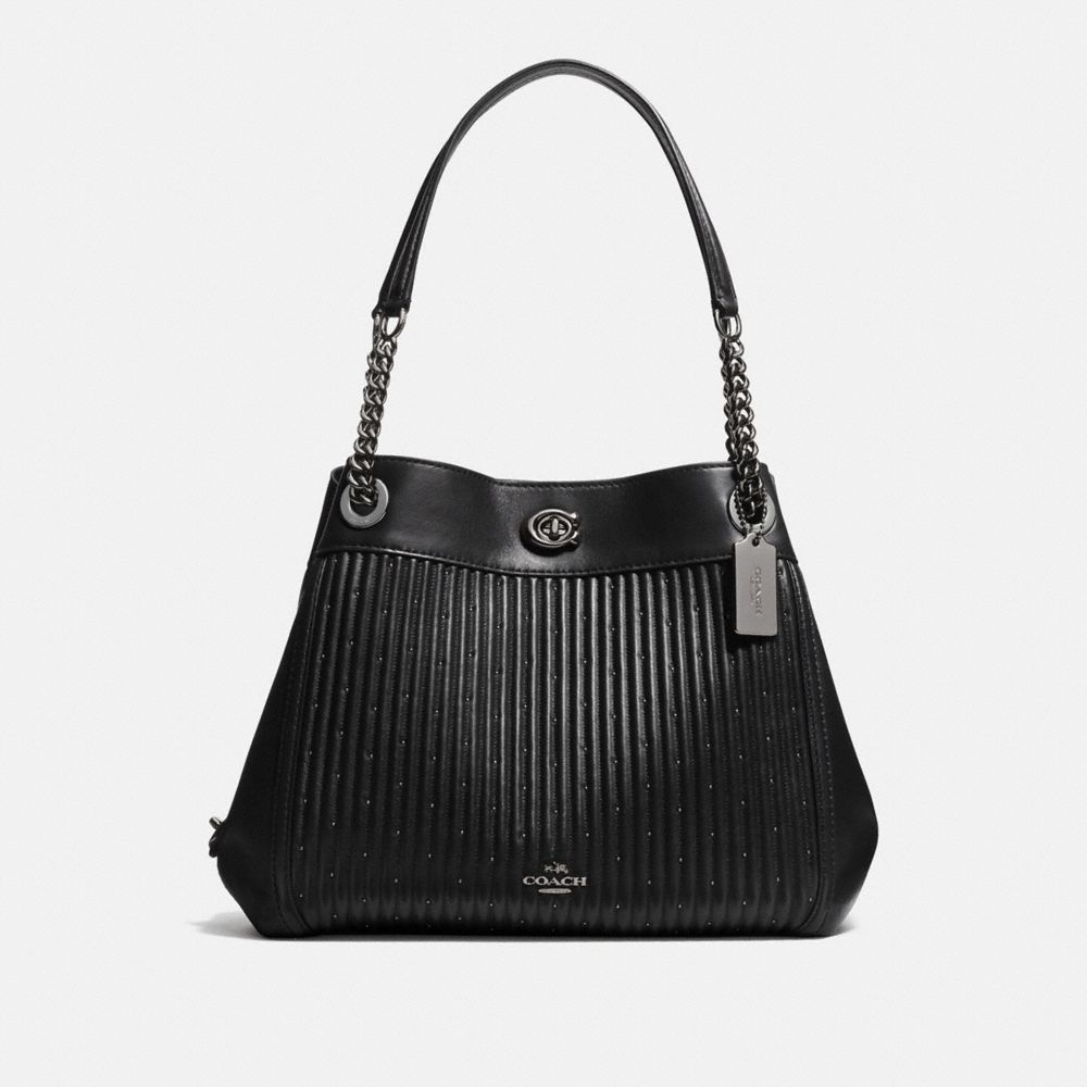 Coach edie quilted leather shoulder bag sale