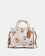 COACH®,ROGUE 17 WITH FLORAL BOW PRINT,Leather,Small,Brass/Chalk,Front View